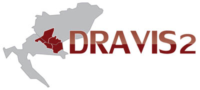 Logotip projekta DRAVIS 2 – Unapređenje sustava javnog uzbunjivanja i upravljanja katastrofama uz rijeku Dravu u pograničnom području