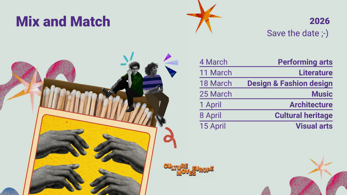 CULTURE MOVES EUROPE: SEDAM ONLINE SUSRETA ZA UMREŽAVANJE U KULTURNOM I KREATIVNOM SEKTORU