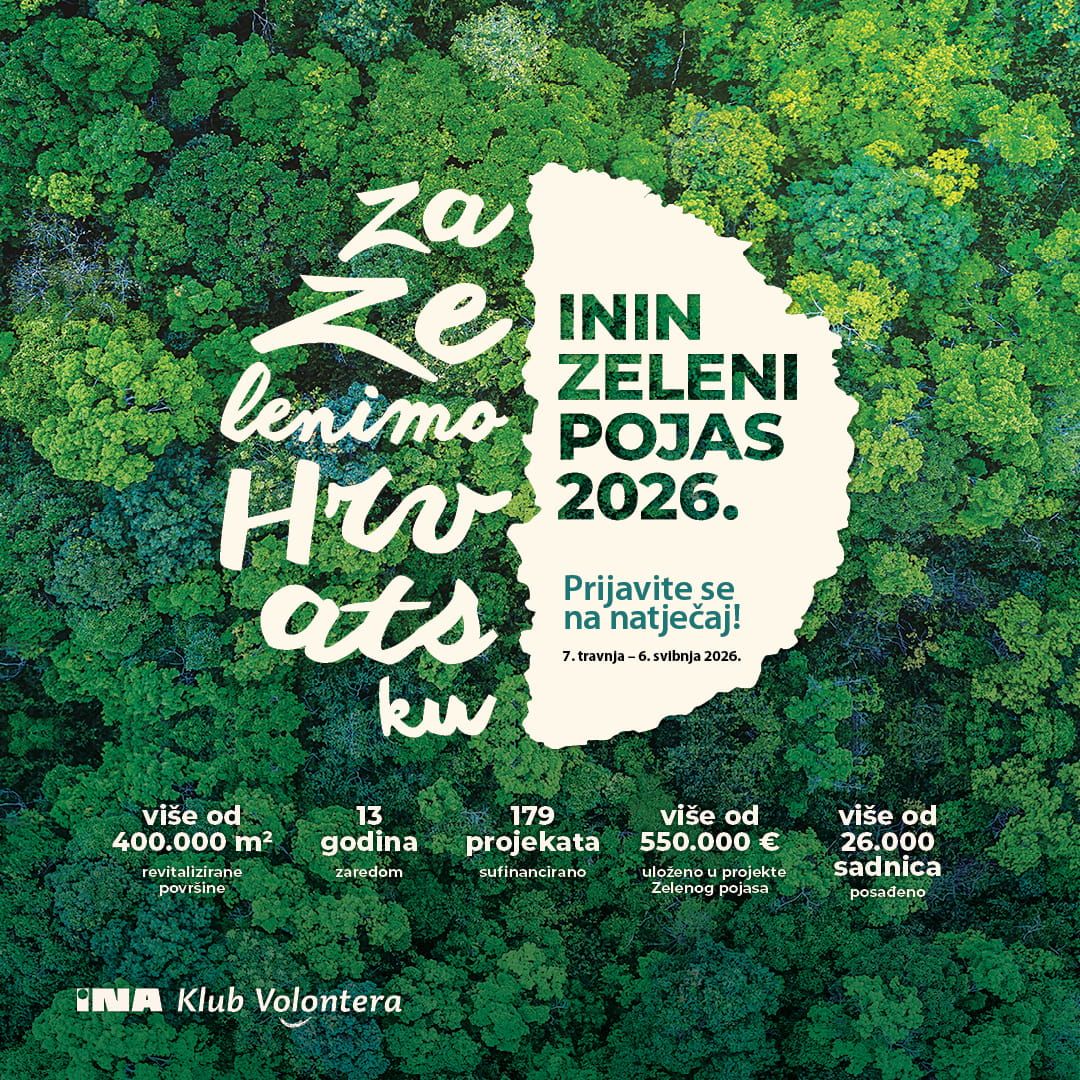 OTVOREN NATJEČAJ ZA SUFINANCIRANJE PROJEKATA U PODRUČJU ZAŠTITE OKOLIŠA I PRIRODE 2026.